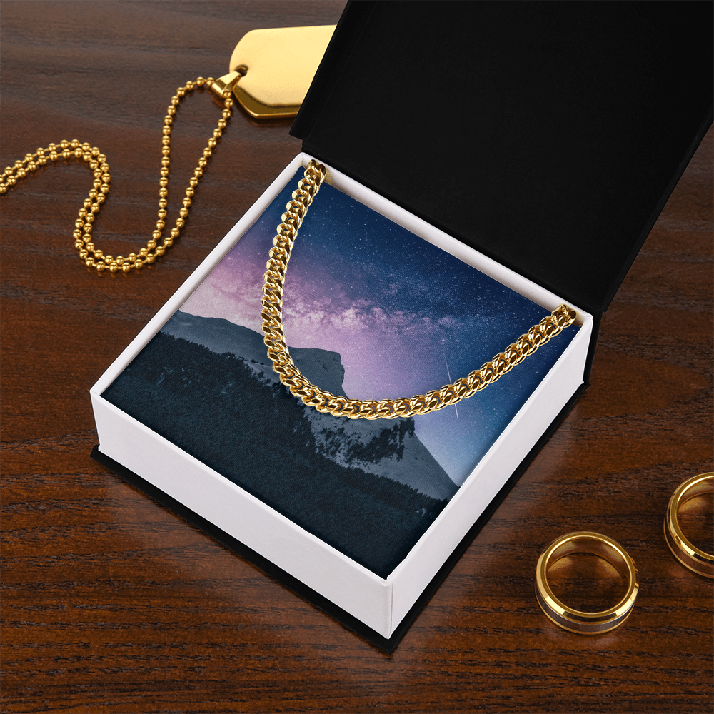 Cuban Link Chain in polished stainless steel or 14K yellow gold is the perfect gift to remind your best friend that he is adored!