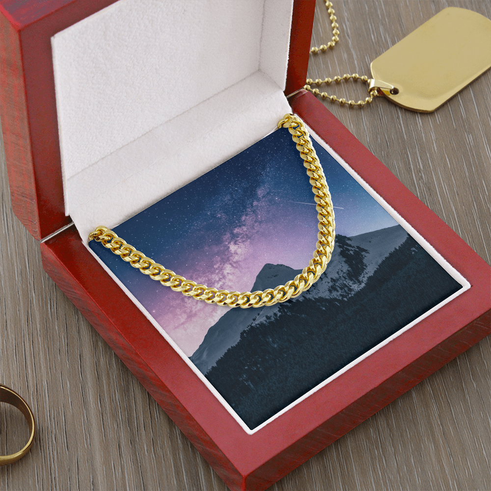 Cuban Link Chain in polished stainless steel or 14K yellow gold is the perfect gift to remind your best friend that he is adored!