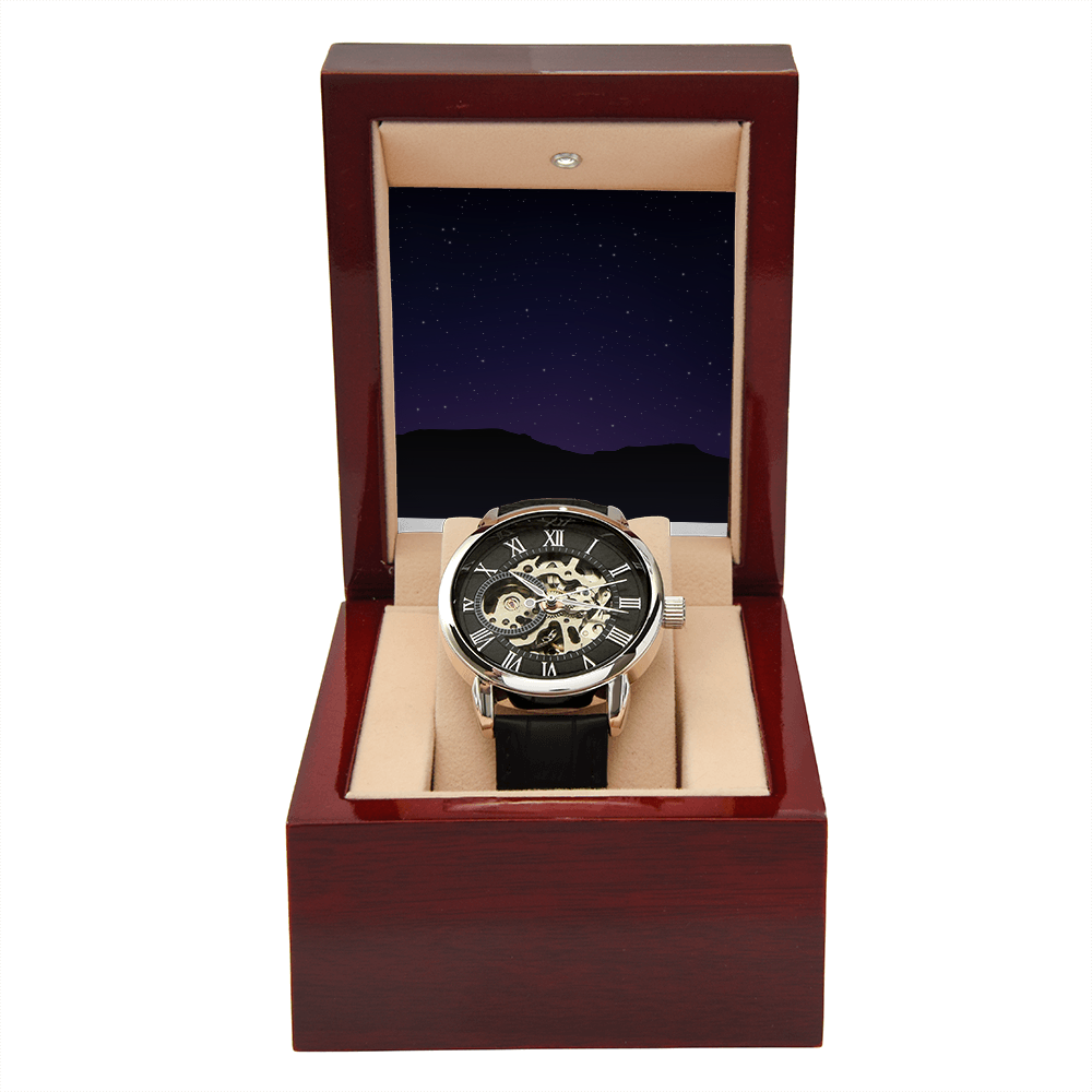 Unique and Genuine, just like the favorite man in your life. This classic timepiece doesn't need any winding up to work perfectly.