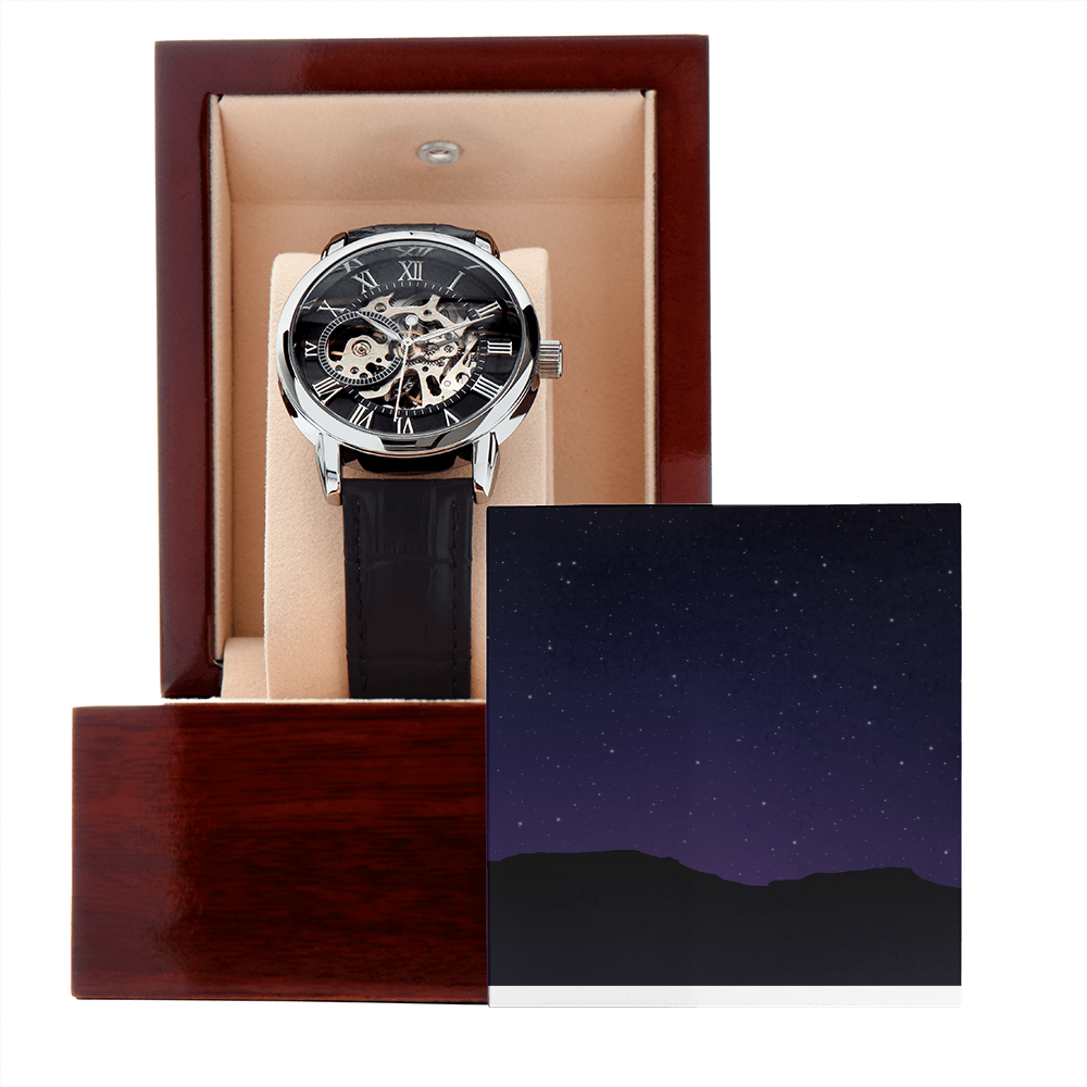 Unique and Genuine, just like the favorite man in your life. This classic timepiece doesn't need any winding up to work perfectly.