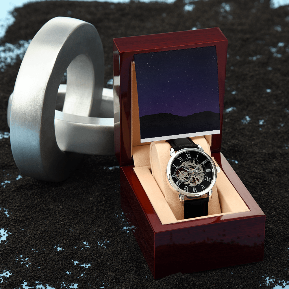 Unique and Genuine, just like the favorite man in your life. This classic timepiece doesn't need any winding up to work perfectly.