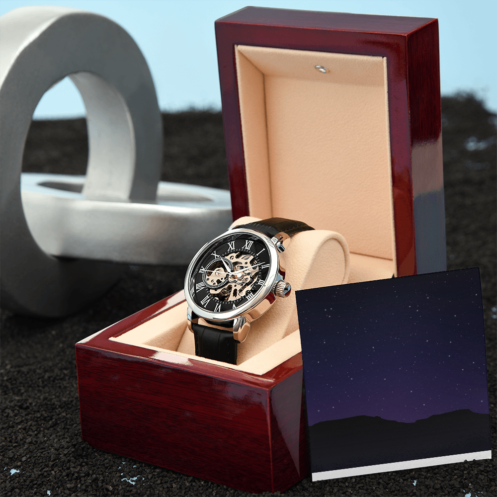 Unique and Genuine, just like the favorite man in your life. This classic timepiece doesn't need any winding up to work perfectly.