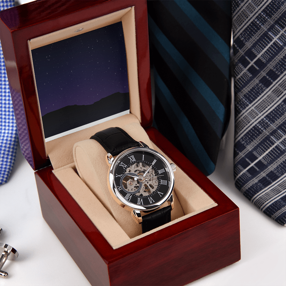 Unique and Genuine, just like the favorite man in your life. This classic timepiece doesn't need any winding up to work perfectly.