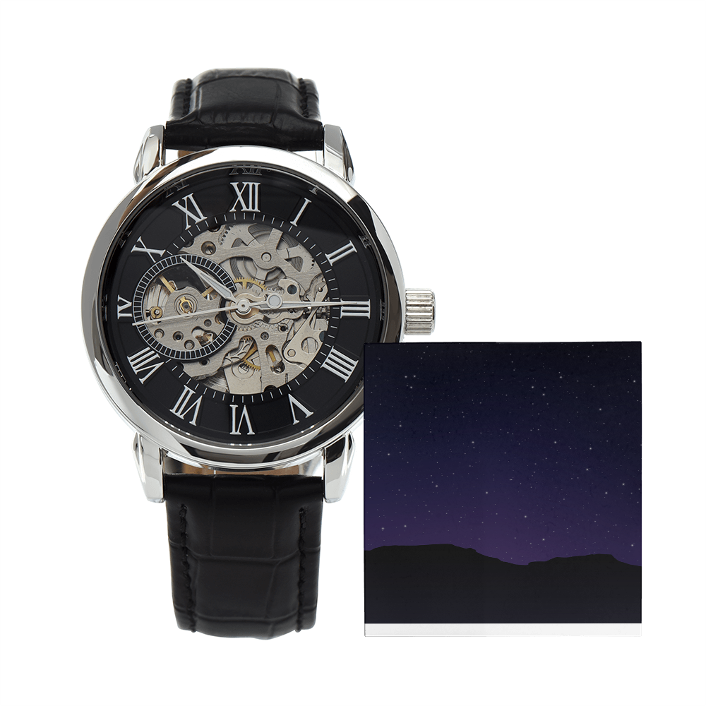 Unique and Genuine, just like the favorite man in your life. This classic timepiece doesn't need any winding up to work perfectly.