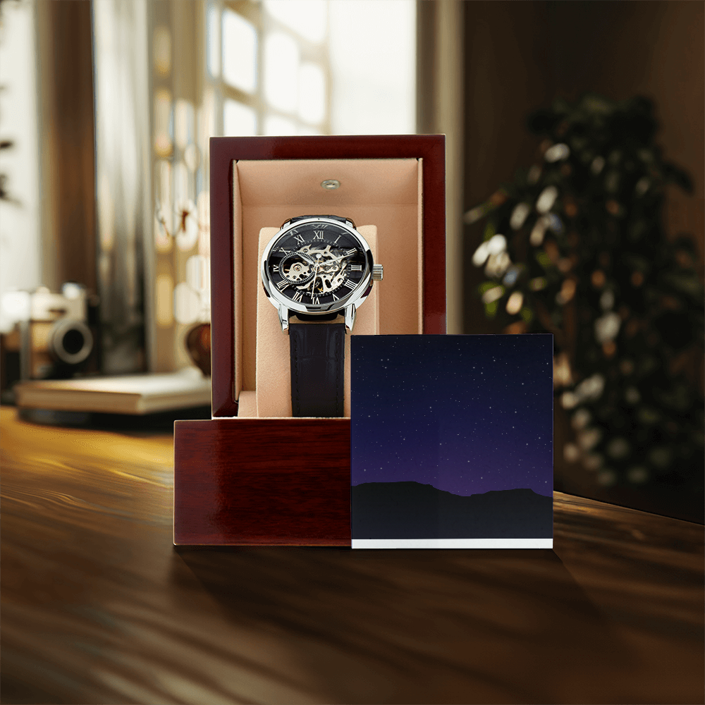 Unique and Genuine, just like the favorite man in your life. This classic timepiece doesn't need any winding up to work perfectly.